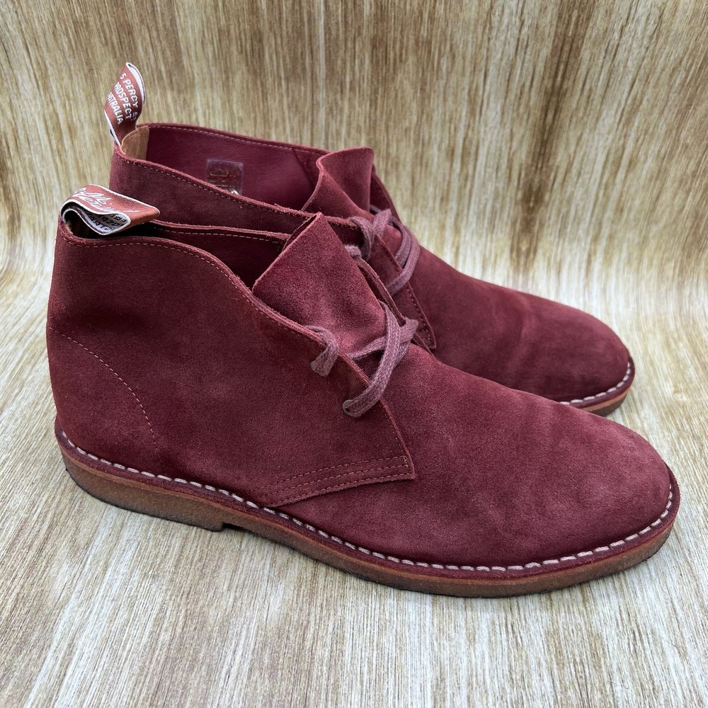 R.M. Williams Desert Chukka Boots Men's Size 11 AU 10 Burgundy Suede Crepe Shoes
